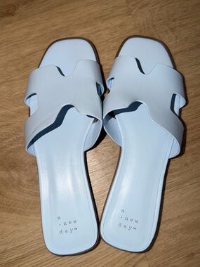 a new day Light Blue Cutout Slide Sandals for Women size 8